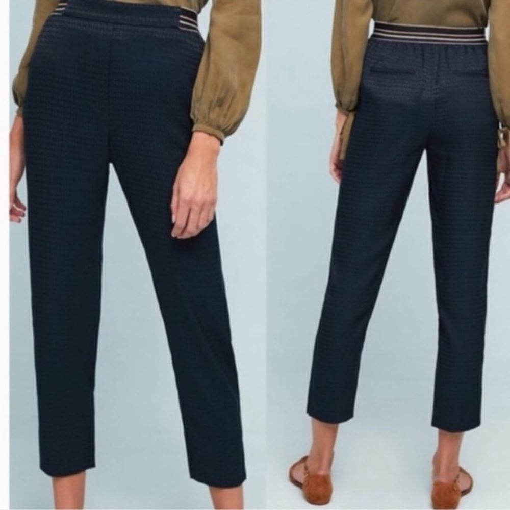 Anthropologie The Essential Pull On Trousers Textured Navy Women’s Pants XS